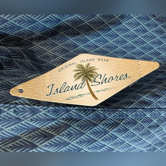 NWT Island shores linen blend short sleeve button up shirt, blue Size Large - Picture 6 of 10
